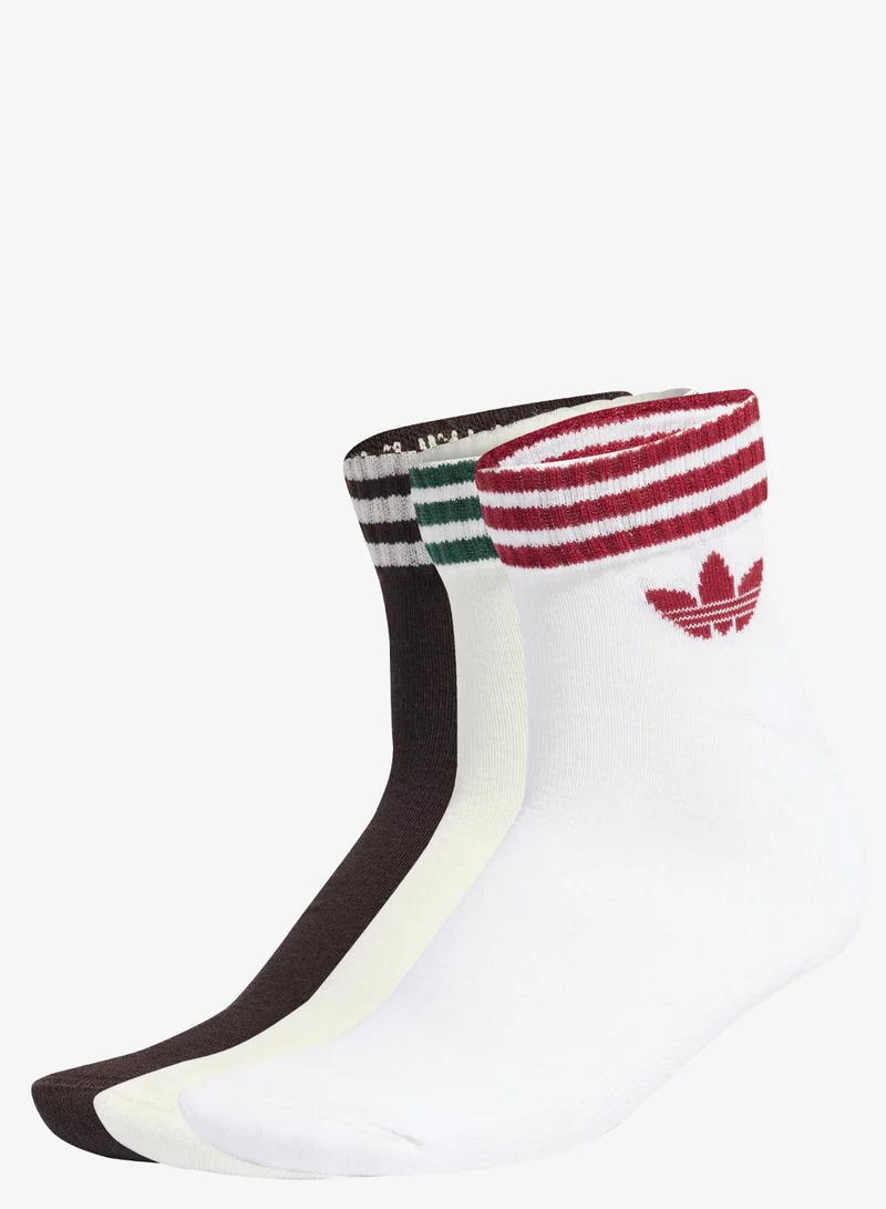 اديداس اوريجينالز ٣ أزواج من جوارب 3-Stripes Ankle